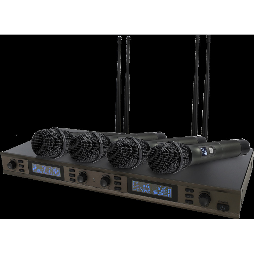 Микрофонная радиосистема Axelvox [DX800FC] UHF 650 - 758 MHz, цифровая модуляция, LCD дисплей, DSP, ручной микрофон - 4 шт.