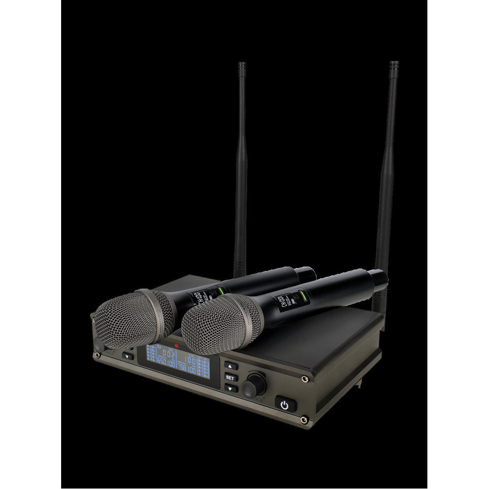 Микрофонная радиосистема Axelvox [DX800HT] UHF 650 - 758 MHz, цифровая модуляция, LCD дисплей, DSP, ручной микрофон-2шт.