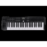 MIDI клавиатура [231522] Arturia [KeyLab Essential 49 mk3 Black] 49 клавиш, LCD дисплей, 9 энкодеров, 8 пэдов, 9 фейдеров, 12 кнопок управления, колеса высоты тона и модуляции, 1/4" Jack вход для педали, MIDI выход, Type-C