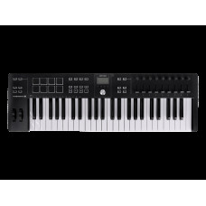 MIDI клавиатура [231522] Arturia [KeyLab Essential 49 mk3 Black] 49 клавиш, LCD дисплей, 9 энкодеров, 8 пэдов, 9 фейдеров, 12 кнопок управления, колеса высоты тона и модуляции, 1/4" Jack вход для педали, MIDI выход, Type-C