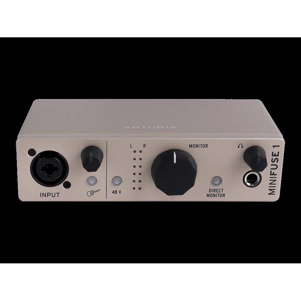 Аудиоинтерфейс USB [800121] Arturia [MiniFuse 1 Champagne] 24бит/192кГц, комбинированный разъем XLR и 6.3 мм для записи инструментов и вокала с фантомным питанием 48 В, выходы на монитор (L/R Jack), выход для наушников