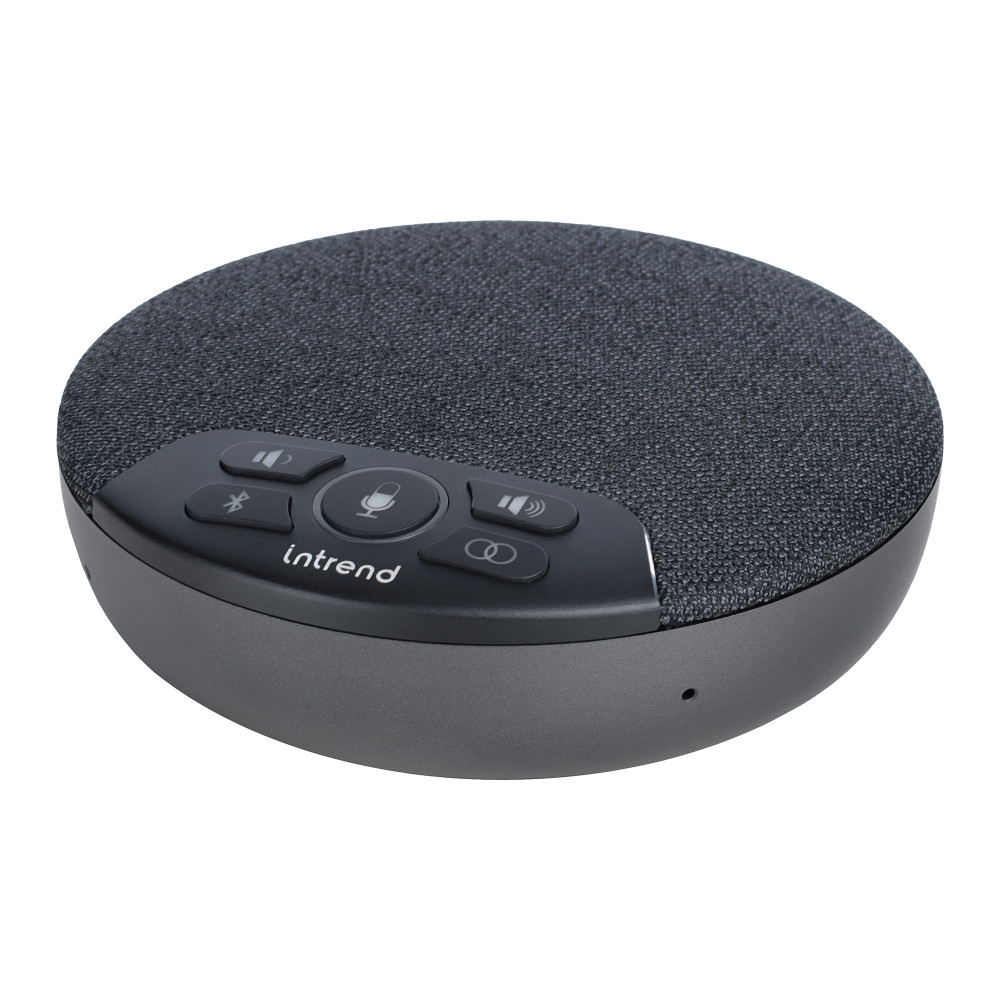 Спикерфон Intrend [ITSPH-W200] 4 капсюля, BT+USB, эффективный радиус 3м, ANC, AEC, AGC, полнодуплексная связь, беспроводное каскадирование 2х спикерфонов, аккумулятор: время работы в режиме разговора до 5 часов. В комплекте USB-dongle