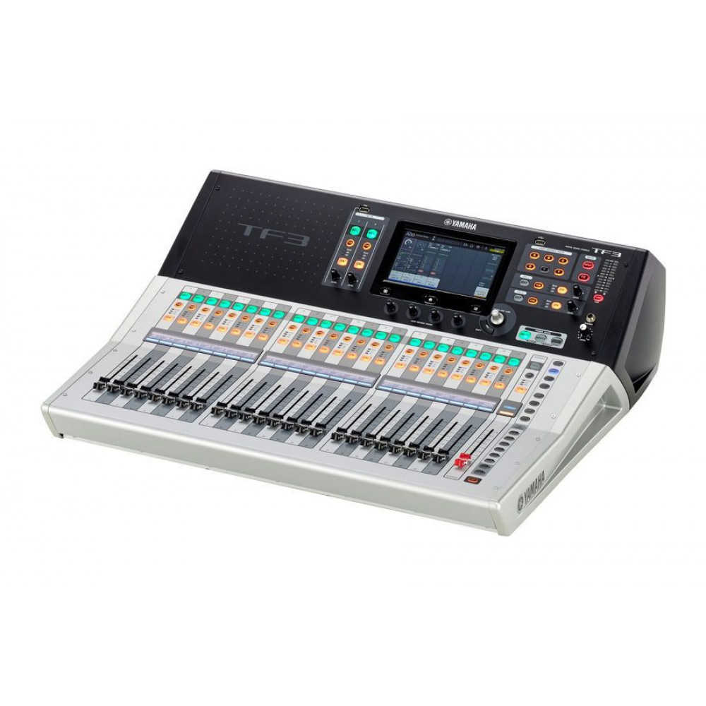 Микшер Yamaha [TF3] цифровой, 24 аналоговых XLR/TRS MIC/LINE + 2 аналоговых RCA стерео линейных входа, 16 аналоговых XLR выходов, 25 моторизированных фейдера, 48 входных микшируемых каналов, USB 2.0