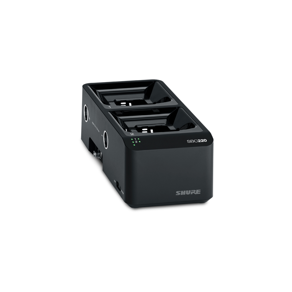 Двухпортовая сетевая зарядная док-станция SHURE [SBC220] для аккумуляторов SB900A, передатчиков QLXD1, ULXD1, AD1, QLXD2, ULXD2, AD2, приёмников P3RA, P9RA, P9RA+, P10R, P10R+, без источника питания
