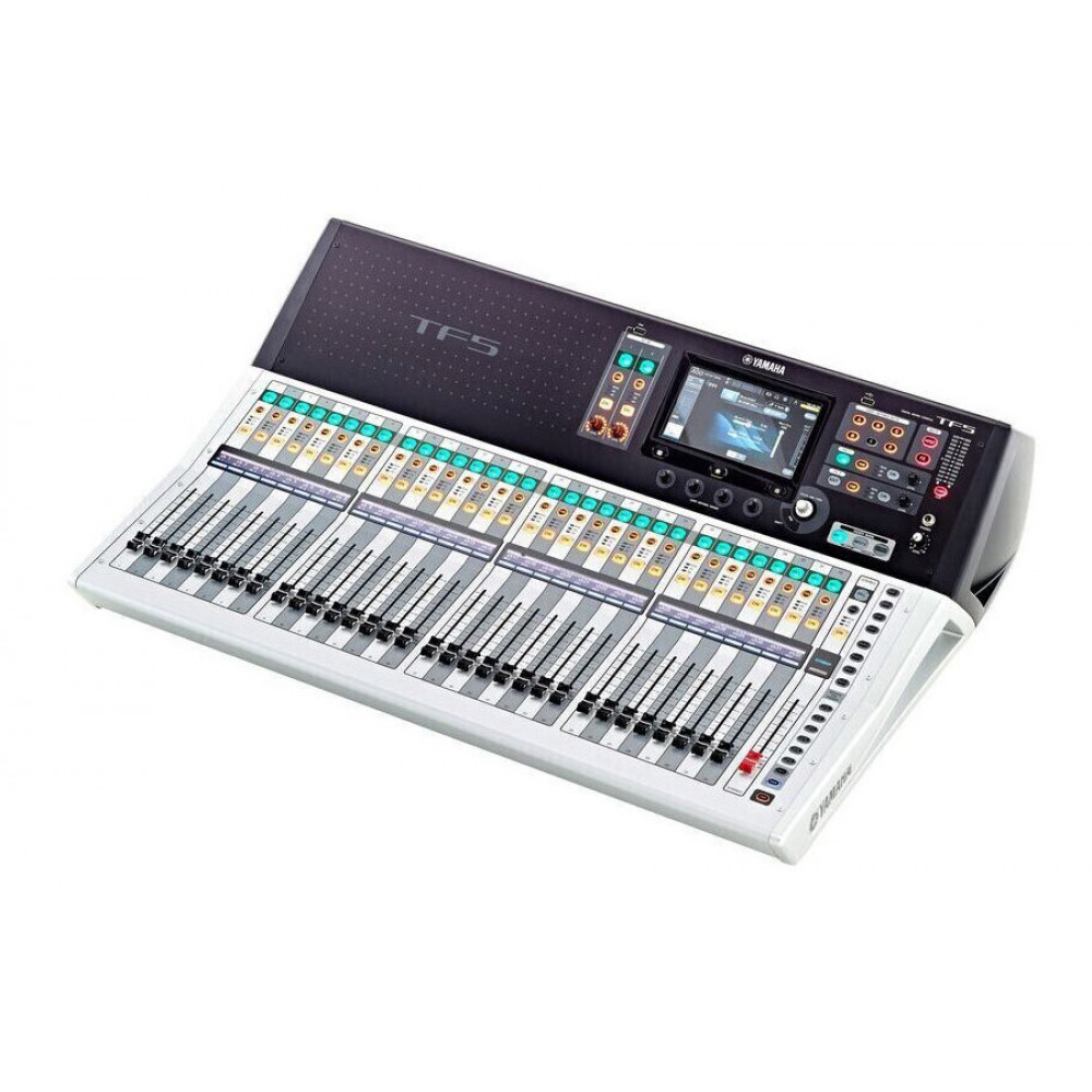 Микшер Yamaha [TF5] цифровой, 32 аналоговых XLR/TRS MIC/LINE + 2 аналоговых RCA стерео линейных входа, 16 аналоговых XLR выходов, 33 моторизированных фейдера, 48 входных микшируемых каналов, USB 2.0