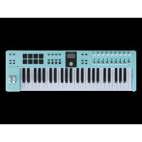 MIDI клавиатура [231524] Arturia [KeyLab Essential 49 mk3 Aquamarine] 49 клавиш, LCD дисплей, 9 энкодеров, 8 пэдов, 9 фейдеров, 12 кнопок управления, колеса высоты тона и модуляции, 1/4" Jack вход для педали, MIDI выход, Type-C