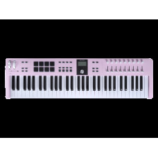 MIDI клавиатура [231535] Arturia [KeyLab Essential 61 mk3 Rose Quartz] 61 клавиша, LCD дисплей, 9 энкодеров, 8 пэдов, 9 фейдеров, 12 кнопок управления, колеса высоты тона и модуляции, 1/4" Jack вход для педали, MIDI выход, Type-C