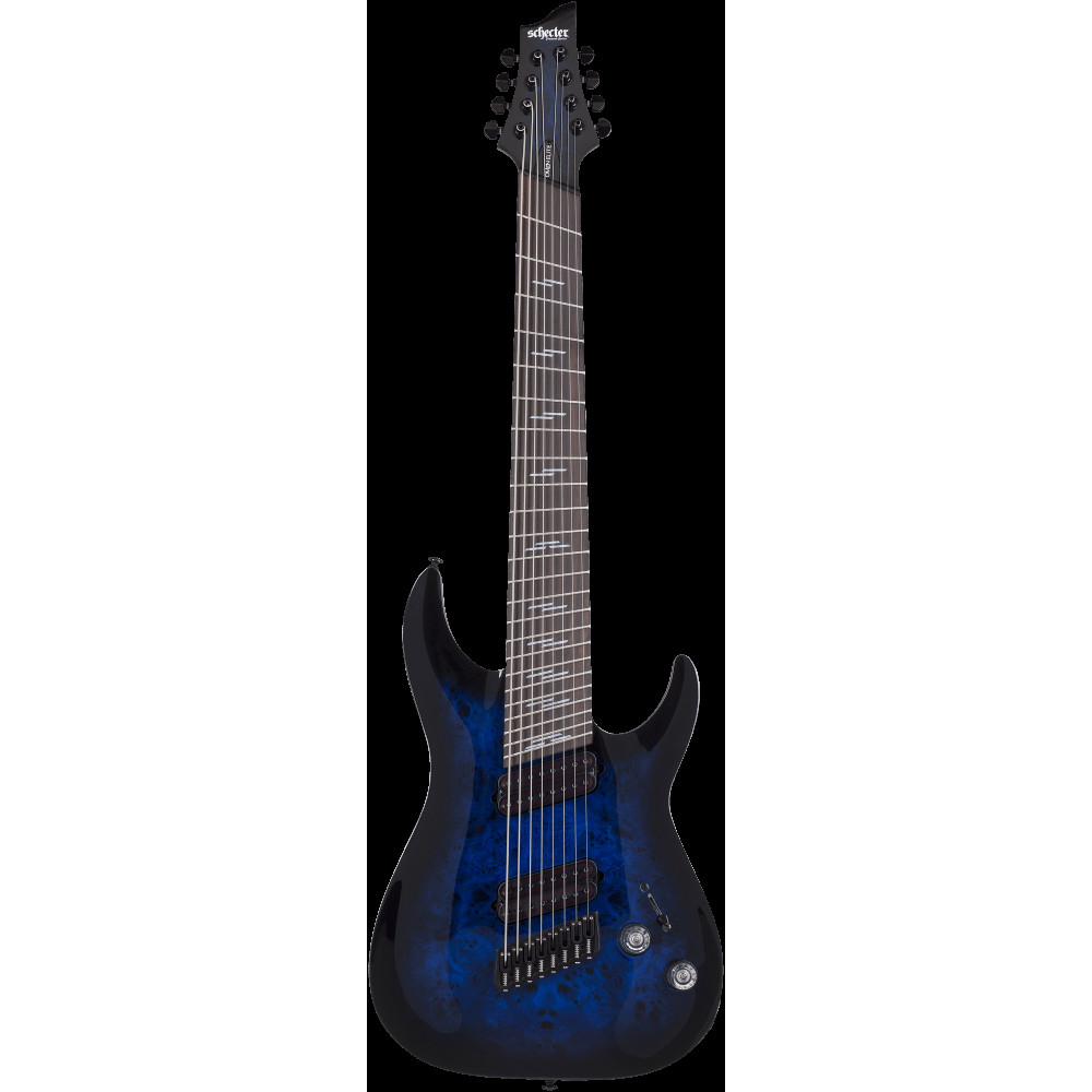 Электрогитара SCHECTER [OMEN ELITE-8 MS STBB] электрогитара 8-струнная, мультимензур, корпус: красное дерево, топ: кап, гриф: клен, накладка: палисандр, 24 лада, цвет: See-Thru Blue Burst (STBB)