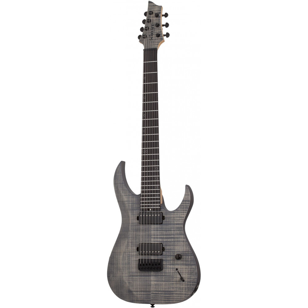 Электрогитара SCHECTER [SUNSET-7 EXTREME GRG] электрогитара 7-струнная, корпус: ньятон, топ: огненный клен, гриф: клен, накладка: черное дерево, 24 лада, цвет: Grey Ghost (GRG)