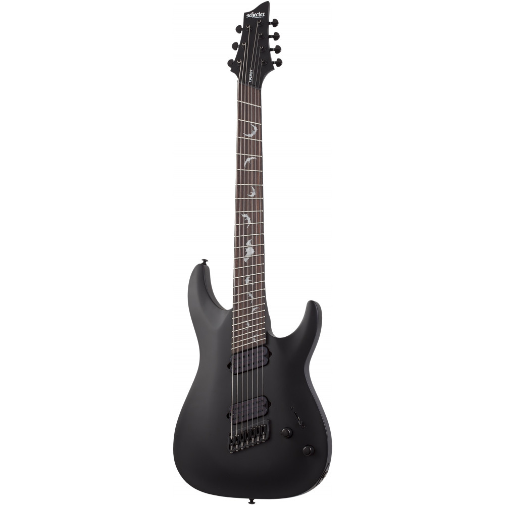 Электрогитара SCHECTER [DAMIEN-7 MS SBK] электрогитара 7-струнная, мультимензур, корпус: красное дерево, гриф: клен, накладка: палисандр, 24 лада, цвет: Satin Black (SBK)