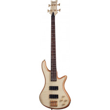 Бас-гитара SCHECTER [STILETTO CUSTOM-4 NAT] бас-гитара 4-струнная, корпус красное дерево, топ: волнистый клен, гриф: клен/орех, на болтах, накладка: палисандр, 24 лада, цвет Natural Satin (NAT)