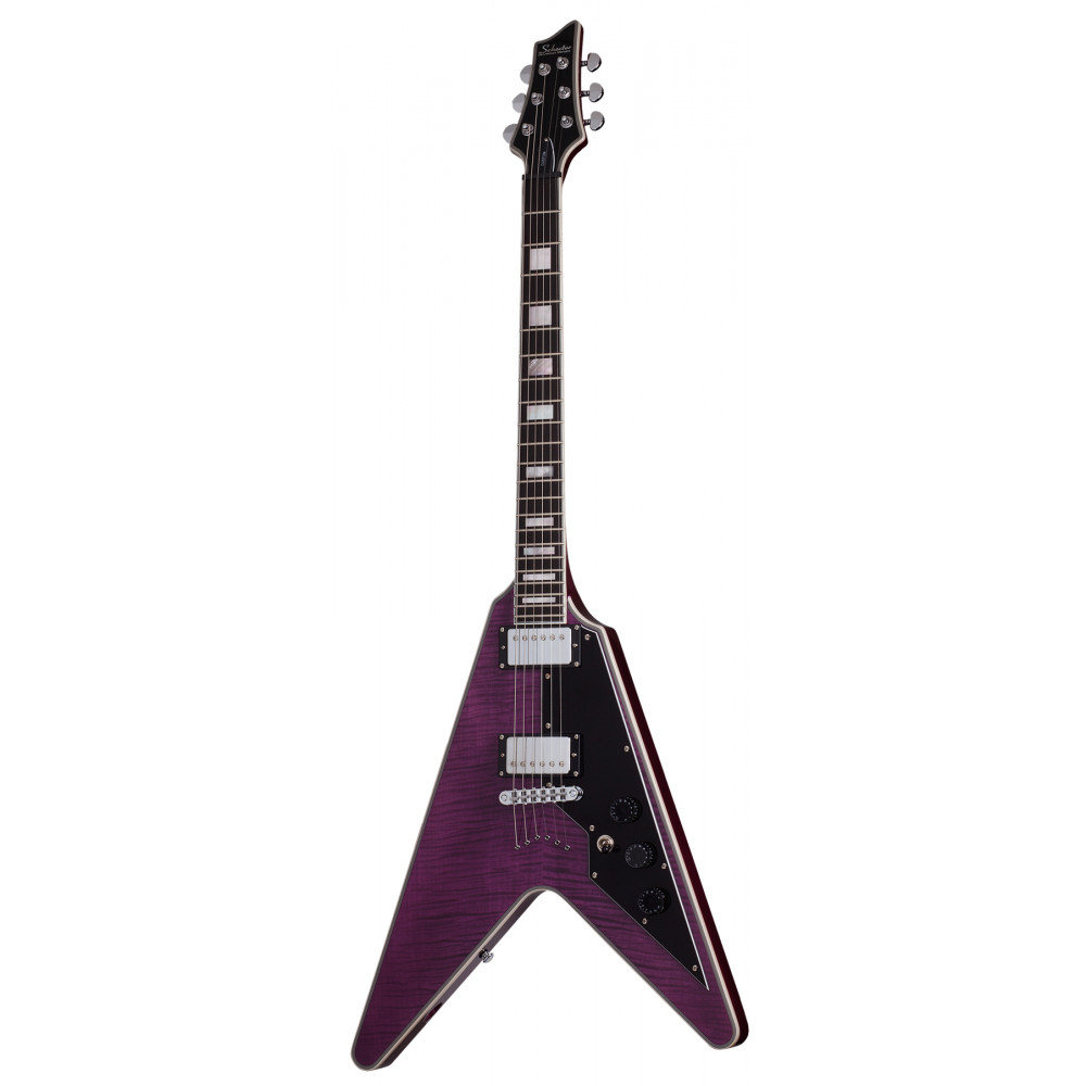 Электрогитара SCHECTER [V-1 CUSTOM TPUR] электрогитара 6-струнная, корпус: красное дерево, топ: клен, гриф: красное дерево, накладка: черное дерево, 22 лада, цвет: Trans Purple (TPUR)