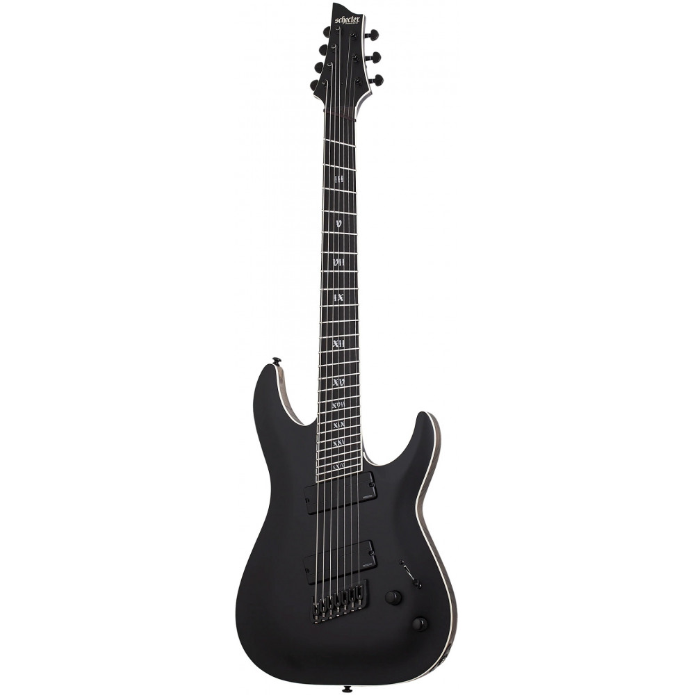 Электрогитара SCHECTER [C-7 MULTISCALE SLS ELITE "EVIL TWIN" SBK] электрогитара 7-струнная мультимензурная, корпус: болотный ясень, топ: огненный клен, гриф: клён/орех/падук, накладка: черное дерево, 24 лада, цвет: Satin Black (SBK)