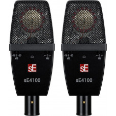 Микрофон конденсаторный sE Electronics [SE 4100 Pair] подобранная пара универсальных студийных конденсаторных микрофонов с большой диафрагмой 1", 20 Гц - 20 кГц, кардиоида, комплектация: два держателя "паук", два резьбовых адаптера, планка 