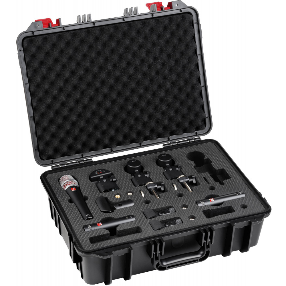 Набор микрофонов для ударной установки sE Electronics [V PACK CLUB] 1 х микрофон V KICK, 2 х микрофона V BEAT, 3 х крепления V CLAMP, 1 х микрофон V7 X, 2 х конденсаторных микрофона sE7, пластиковый кейс