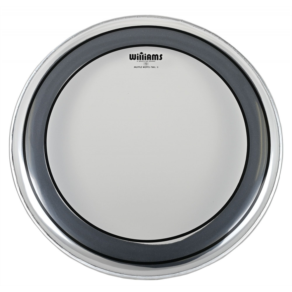 Однослойный пластик WILLIAMS [W2FF5-7MIL-22] для бас-барабан с демпфирующим кольцом из акустического поролона, размер 22"