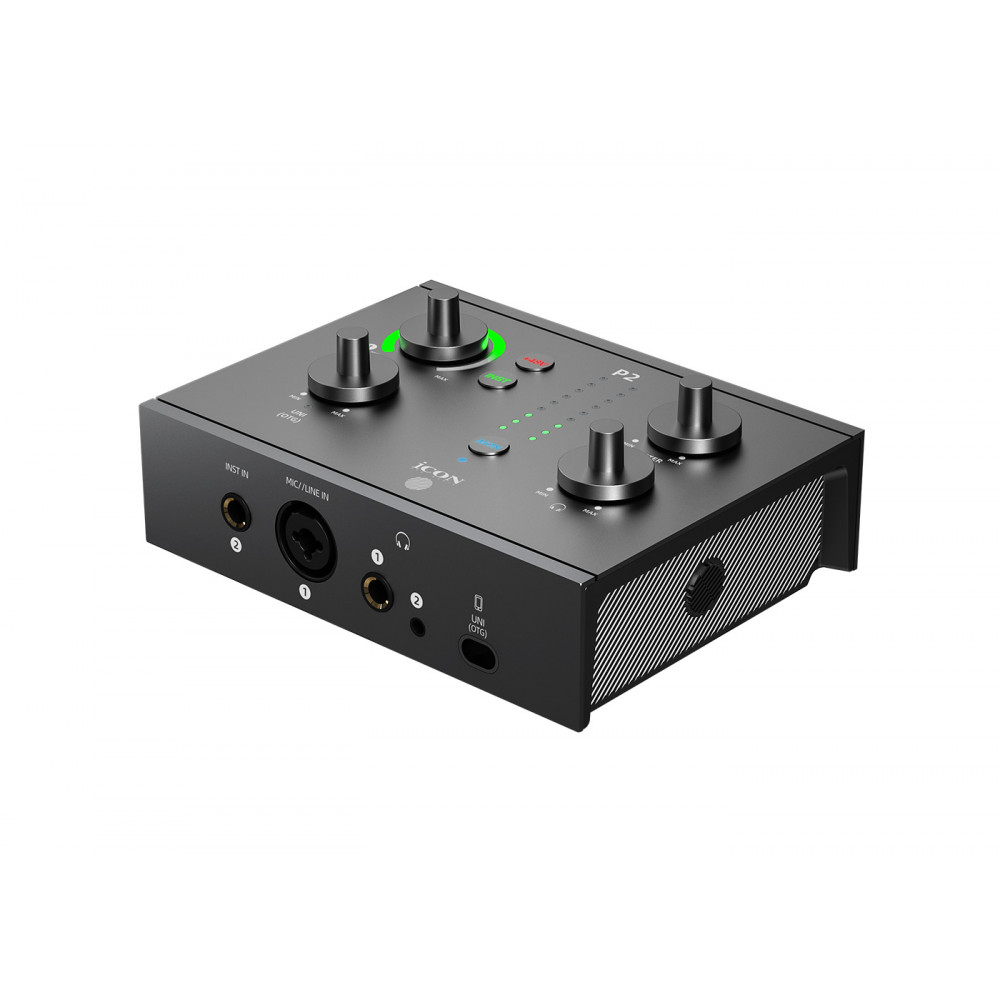 Аудиоинтерфейс [110307A3001] Icon [Panel 2] АЦП/ЦАП 24 бит/192 кГц, Combo XLR/TRS микр. вход, 1/4" TS инстр.й вход, 1/8" TRS AirMic вход, 2x1/4" TRS лин. выхода, 1/4" TRS, 1/8" TRS для наушников, порты USB-C для комп., USB-C для п