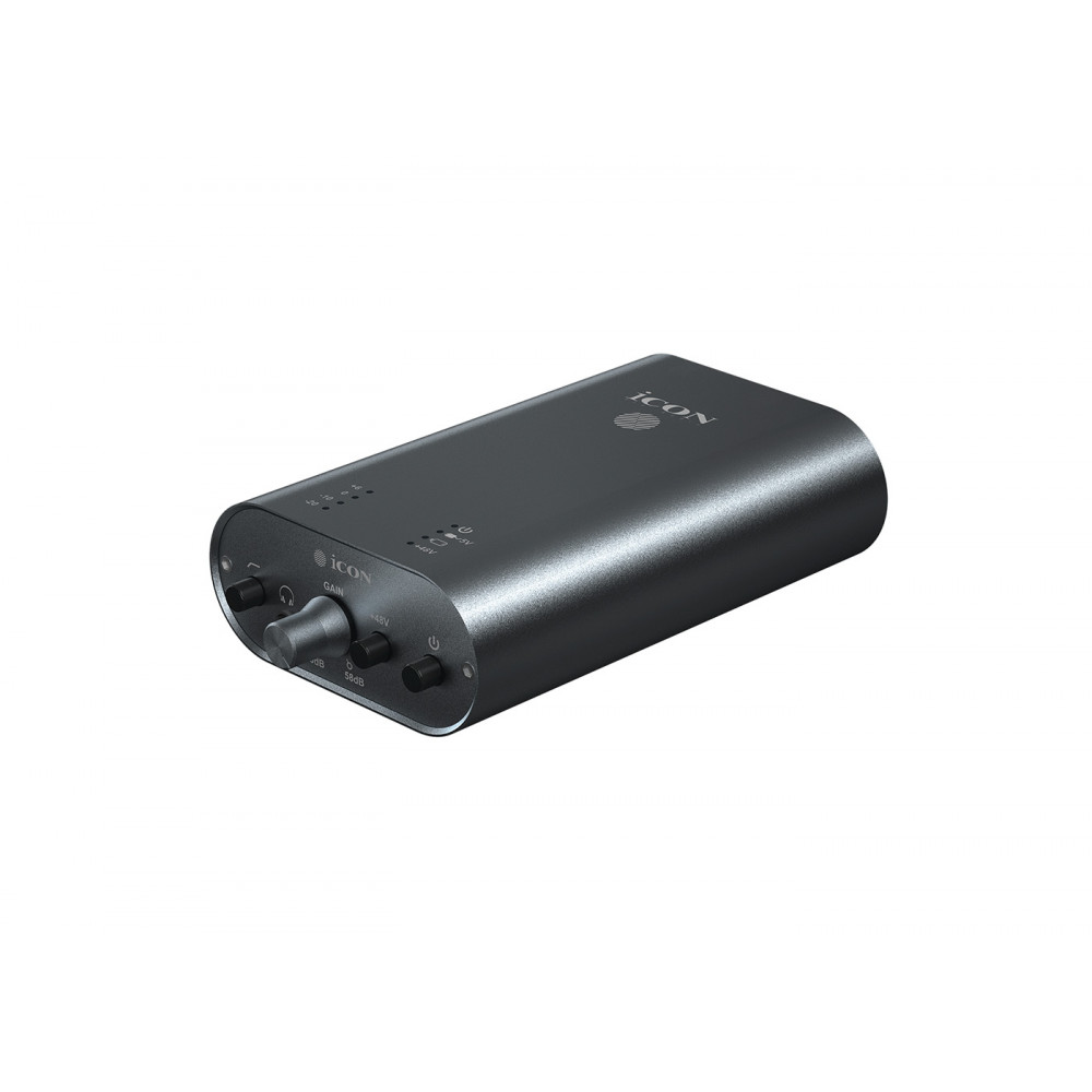 Микрофонный предусилитель Icon [MobilePre] АЧХ 20-20000 Гц, усиление 58,5 дБ, динамический диапазон 121 дБ, THD 0,013%, XLR-F микрофонный вход, XLR-M линейный выход, стерео-выход 1/4" TRS, 2хUSB-C, Li-Ion аккумулятор 3,7 В, 5000 мАч
