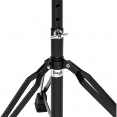 Стул для барабанщика STAGG [DT-32 BK] высота 50-63 см, 5 ступеней, диаметр сиденья 320 мм, стальная ось с резьбой и фиксатором, максимальная статичная нагрузка 150 кг, вес 3,1 кг, покрытие черный винил, отделка черная