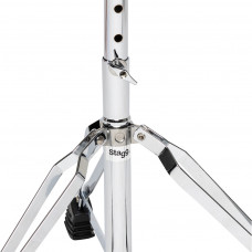 Стул для барабанщика STAGG [DT-32 CR] высота 50-63 см, 5 ступеней, диаметр сиденья 320 мм, стальная ось с резьбой и фиксатором, максимальная статичная нагрузка 150 кг, вес 3,1 кг, покрытие черный винил, отделка хром