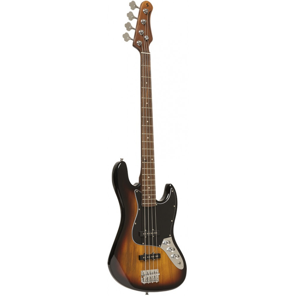 Бас-гитара STAGG [SBJ-30 SNB] 4-х струнная форма Jazz Bass, корпус павловния, гриф клен, накладка грифа палисандр, 20 ладов, мензура 867 мм, колки никелированные, бридж JB Classic, звукосниматели 2xJB, регуляторы 2x громкости, 1x тона, цвет Sunburst