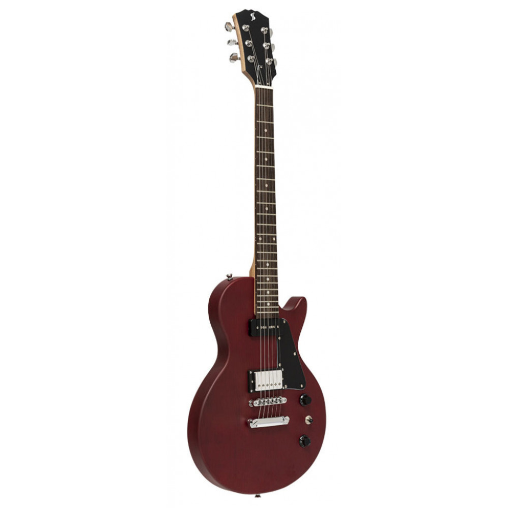 Электрогитара STAGG [SEL-HB90 CHERRY] 6-ти струнная, корпус массив красного дерева, гриф красное дерево, накладка палисандр, 22 лада, звукосниматели 1х P90, 1х хамбакер, регуляторы 1x громкости, 1x тона, 3-х поз. переключатель, цвет Cherry