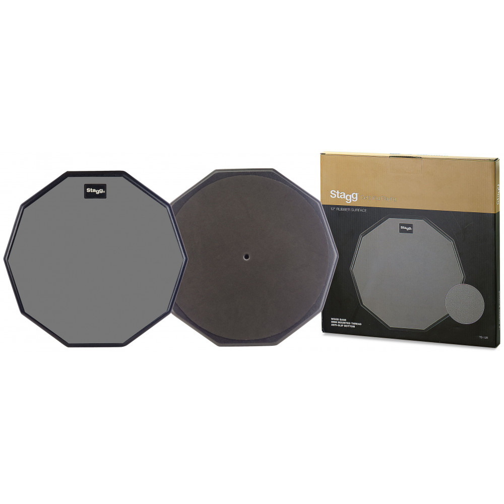 Пэд STAGG [TD-12R] настольный тренировочный, диаметр 12", форма 10-ти гранная, материал резина, основание дерево с антифрикционным покрытием EVA, отверстие для крепления на стойку 8 мм, вес 1,6 кг