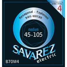 B70M4 Hexagonal Explosion Комплект струн для бас-гитары, никелированные, 45-105, Savarez