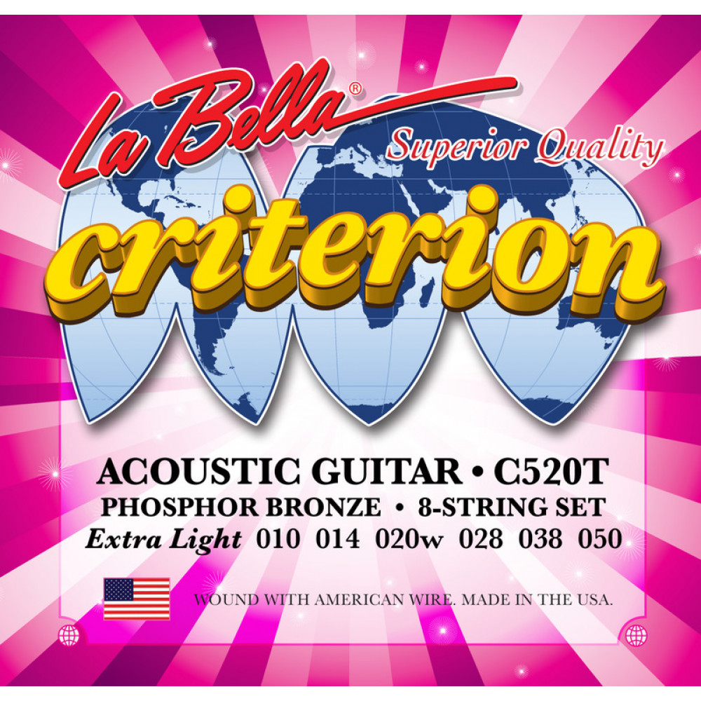 C520T Criterion Комплект струн для акустической гитары, фосфорная бронза, 10-50, La Bella
