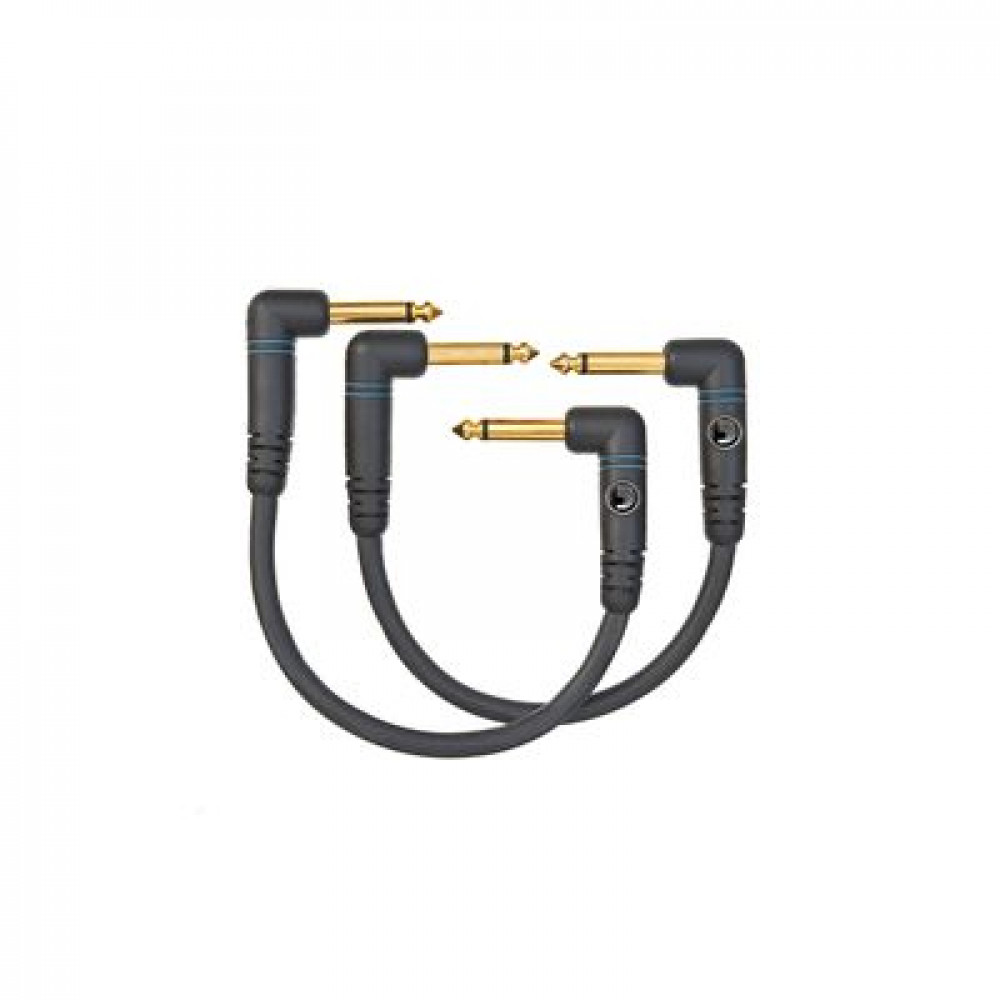 D`Addario PW-PRA-205  набор из 2-х шнуров Custom jack-jack (угловые), 15см.