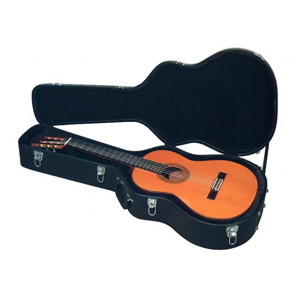 Rockcase RC10608 B/SB  фигурный кейс для классической гитары, деревянная основа, черный tolex