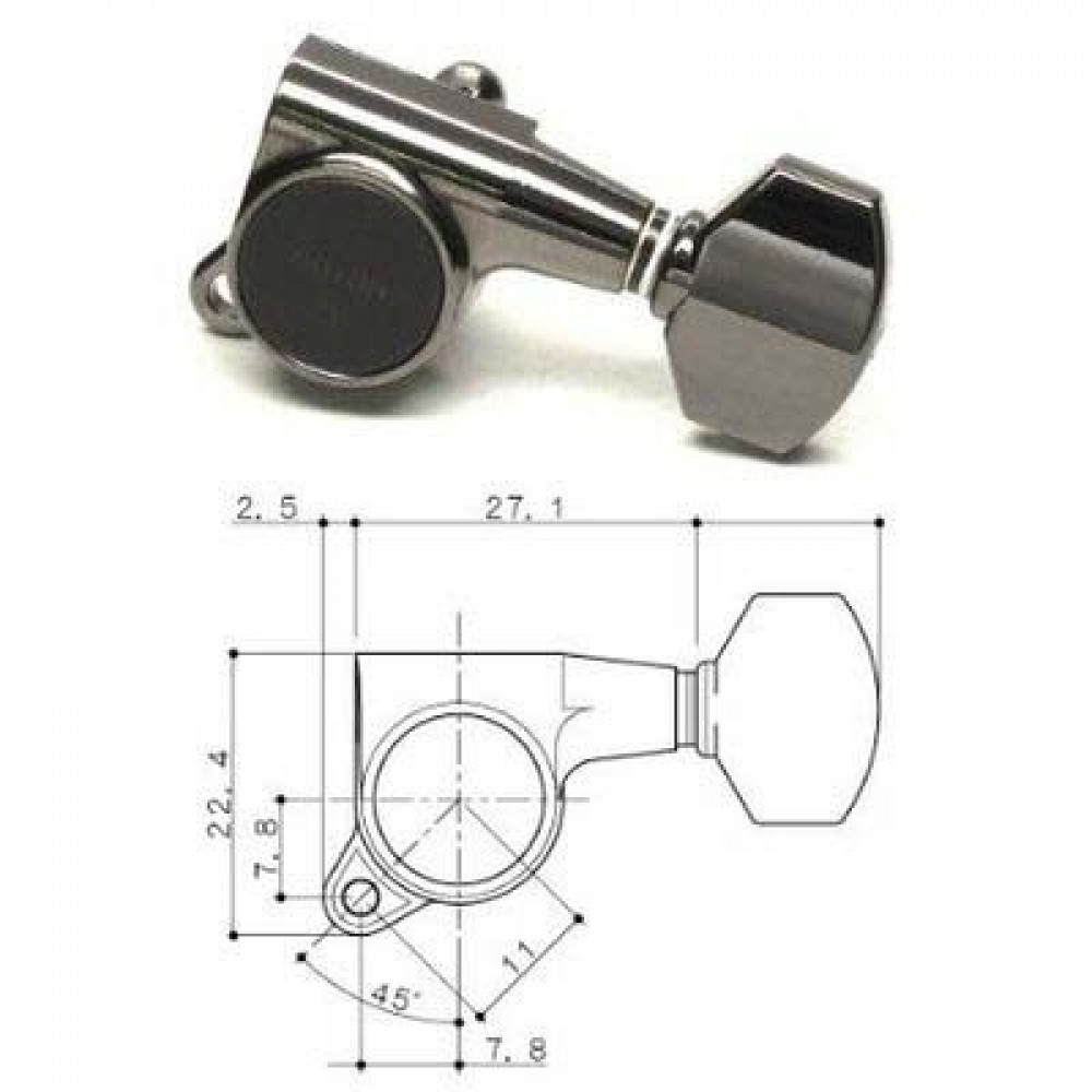 Gotoh SG381-HAPM-07-CK-(L3+R3)  колки локовые, автозажим, регулируемые, 3+3, черный хром, schaller