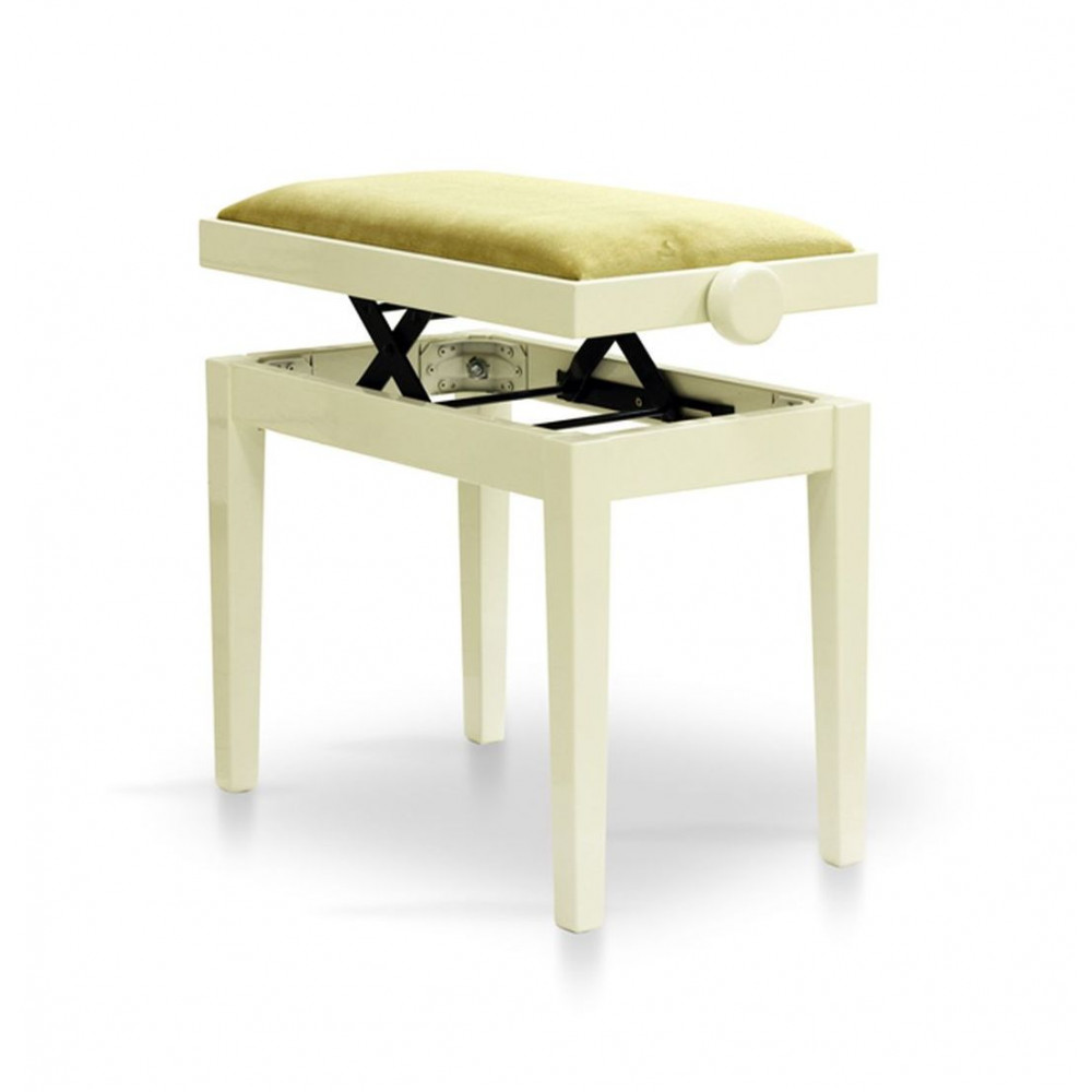 Hidrau BG27 Ivory Gloss (TC6)  банкетка, цвет слоновая кость полированная, сидение бархат бежевый
