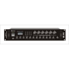 Nusun M-1360  микшер-усилитель 360W,FM-тюнер, MP3, USB,3 микр+2 AUX, 70/100В, 4-16 Ом 6 регулир. зон