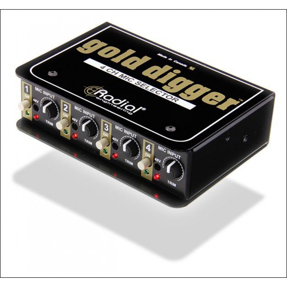 Radial Gold Digger (MS4)  селектор микроф. сигнала, 4 XLR входа, 1 XLR выход