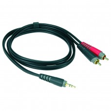 Klotz AY7-0100  коммутационный кабель мини Jack 3,5 стерео/ 2 х RCA, 1 м, черный, разъем KLOTZ