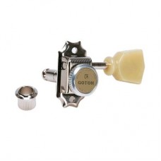 Gotoh SD90-MG-T-SL-N  колки локовые, ручной зажим, Vintage style, 3+3, никель, "тюльпан" (пластик)