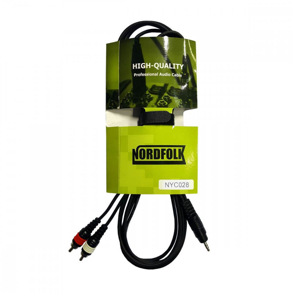 Nordfolk NYC028 3M  кабель 3,5 miniJack stereo - 2 x RCA, литые разъемы,  3 м.
