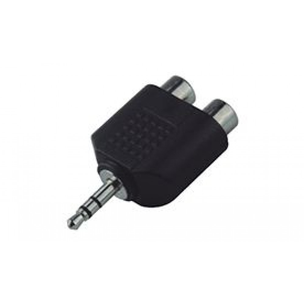 Nordfolk NCA5334  переходник 2 х RCA female <=> 3,5 мм stereo Jack (TRS), пластик 
