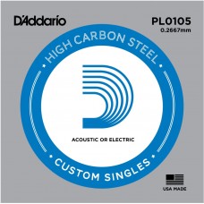 D`Addario PL0105  отдельная струна ,0105" из стали бз обмотки для акустической и электрической гитар