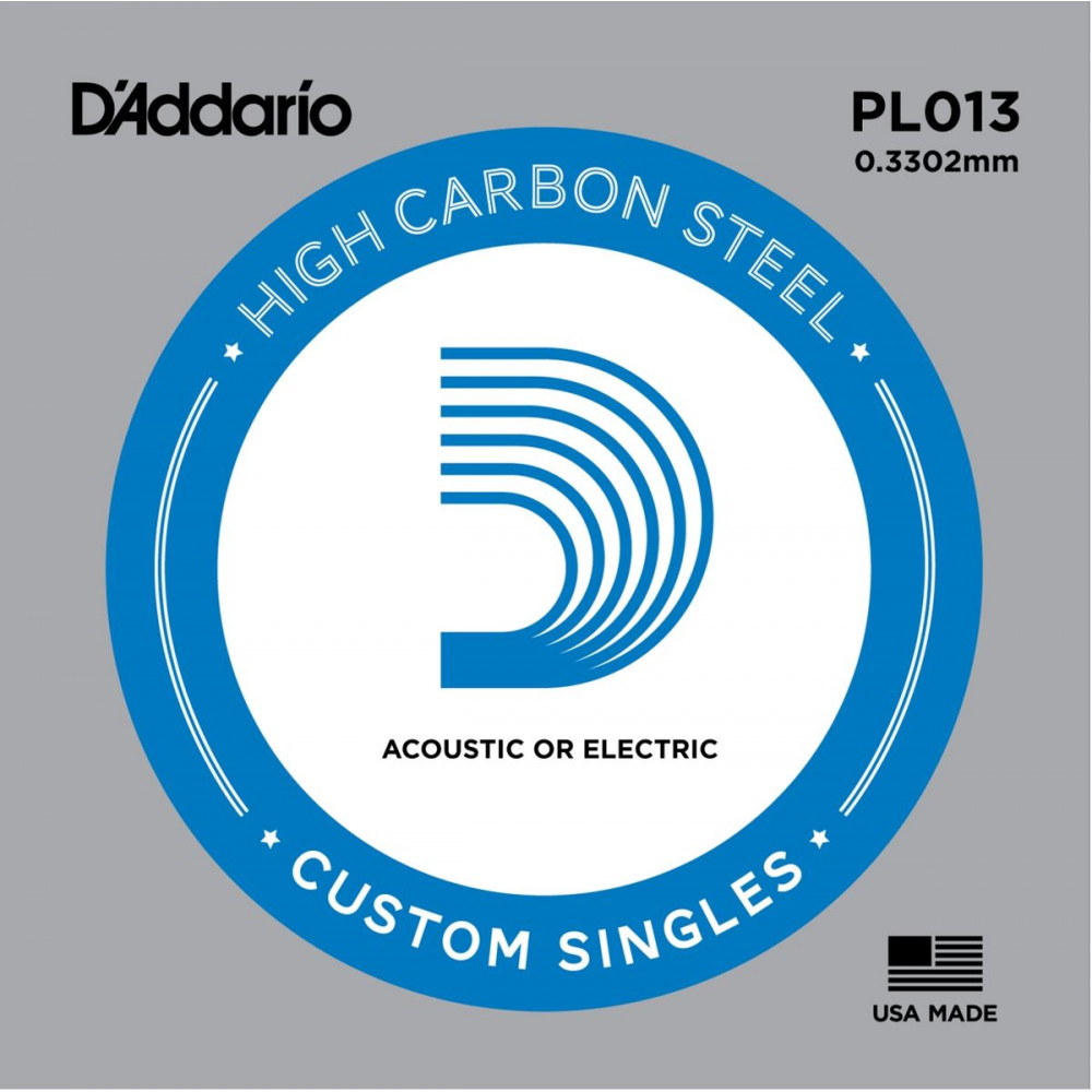D`Addario PL013  отдельная струна ,013" из стали без обмотки для акустической и электрической гитары