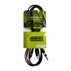 NordFolk NYC001 1.5M  кабель Minijack stereo - 2 x Jack mono, литые разъёмы, 1.5 м.