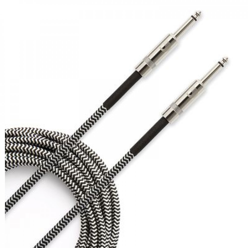 D`Addario PW-BG-10BG  шнур гитарный Custom jack-jack, нейлоновая оплётка, 3,05 м, чёрно-серый