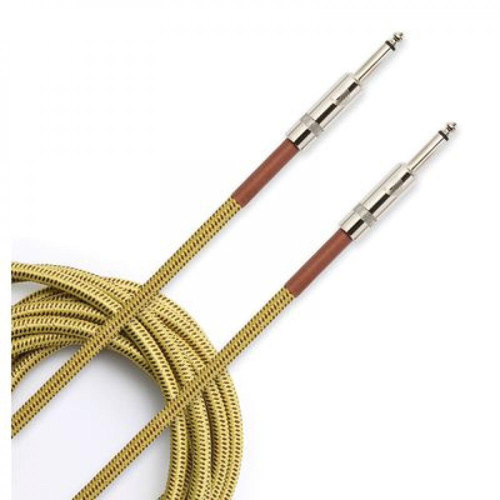 D`Addario PW-BG-20TW  шнур гитарный Custom jack-jack, нейлоновая оплётка, 6,01 м, золотистый