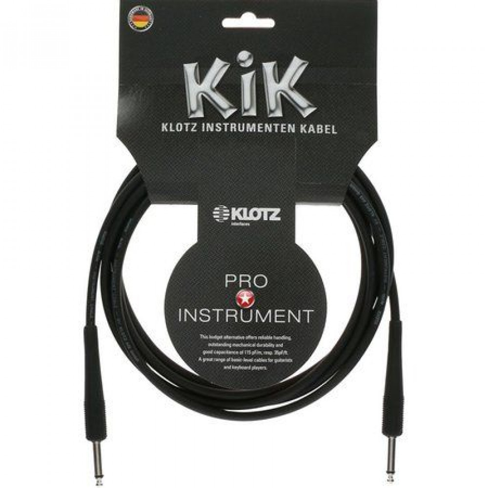 Klotz KIK6.0PPSW  KIK инструментальный кабель джек моно/джек моно, 6 м., черный, разъемы Klotz
