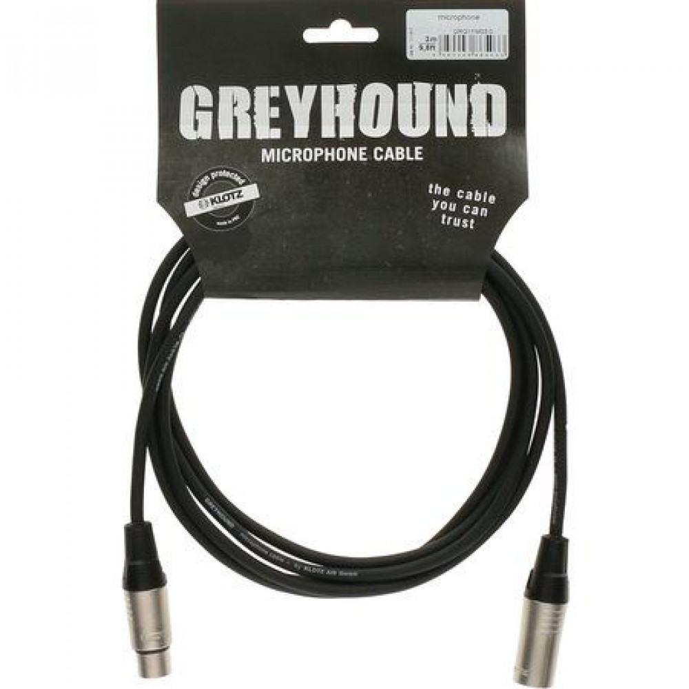 Klotz GRG1FM05  GREYHOUND микрофонный кабель XLR(F)/XLR(M), 5 м, черный, разъемы Klotz