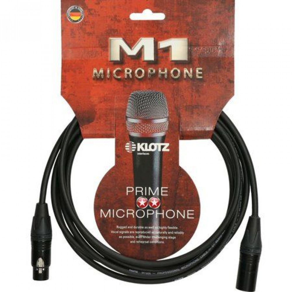 Klotz M1FM1N1000  M1 микрофонный кабель XLR(F)/XLR(M), 10 м, черный, разъемы Neutrik