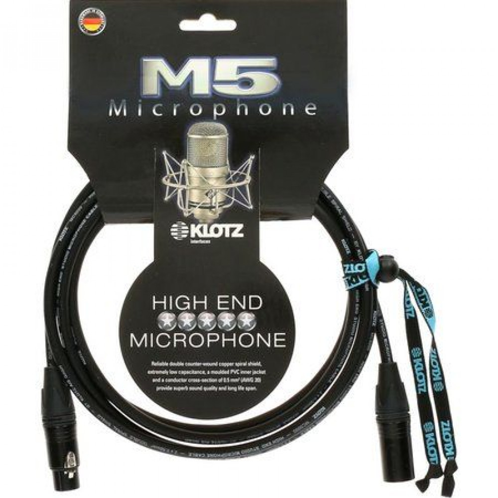 Klotz M5FM03  M5 микрофонный кабель XLR(F)/XLR(M), 3 м, черный, разъемы Neutrik