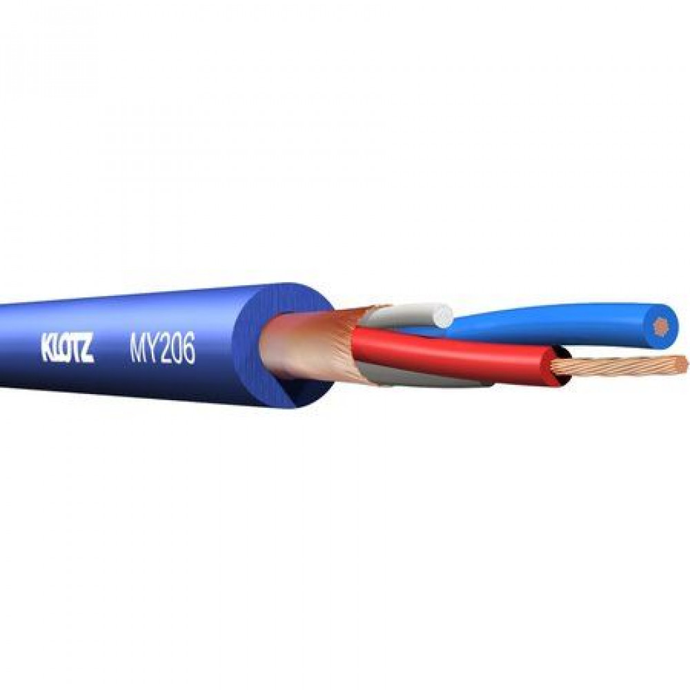 Klotz MY206BL  Микрофонный кабель сверхгибкий 6 мм, 2x0,22 мм, витой экран, синий
