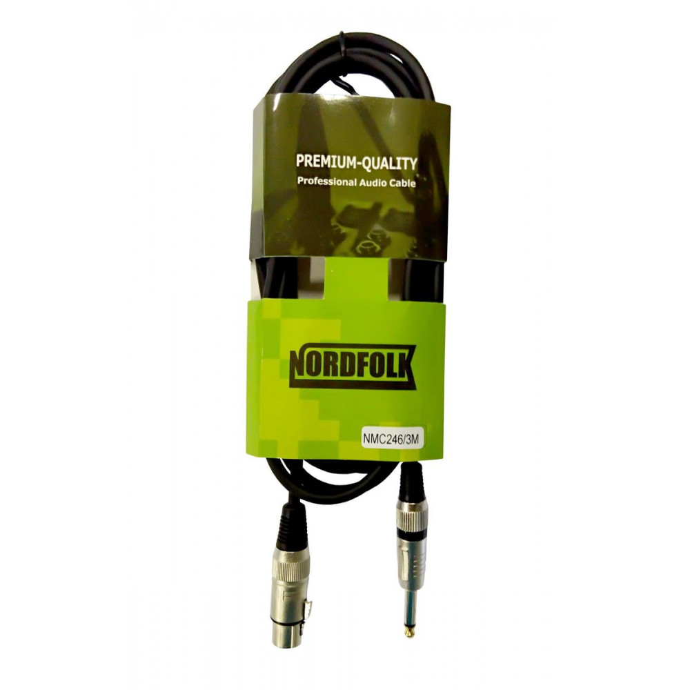 Nordfolk NMC246/5M  кабель XLR Fem <=> 6.35 mm Jack mono,  Ø 6 мм, 5 метров